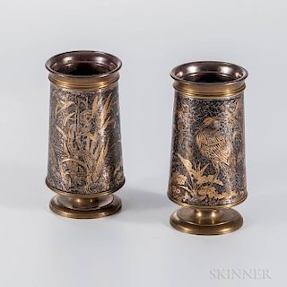 Pair of Aesthetic Silvered Bronze Cups