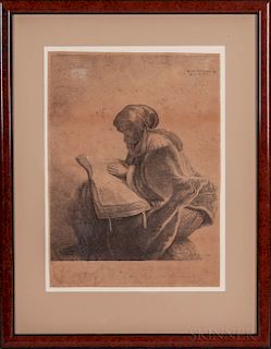 Jan Georg (Joris) Van Vliet (Dutch, c. 1610-after 1665), After Rembrandt van Rijn (Dutch, 1606-1669)  An old woman reading
