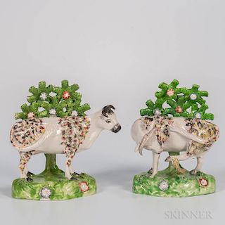 Pair of Staffordshire Bocage Cows