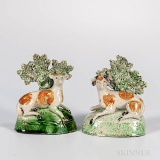 Pair of Staffordshire Bocage Sheep