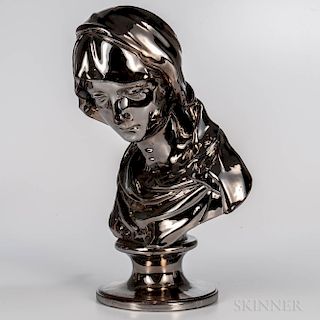 Staffordshire Silver Lustre Bust of a Maiden
