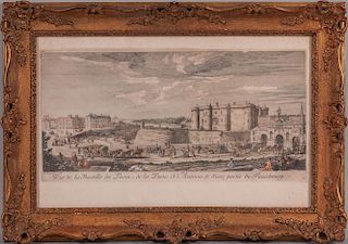 After Jacques Rigaud (French, c. 1671/91-1754)  Vue de la Bastille de Paria, de la Porte St. Antoine, et d'une partie du Fauxbourg