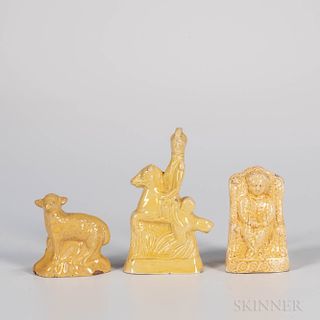 Three Yellow-glazed Staffordshire Figures