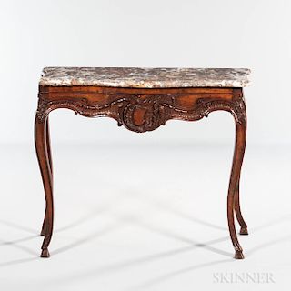 Louis XV Marble-top Walnut Console Table