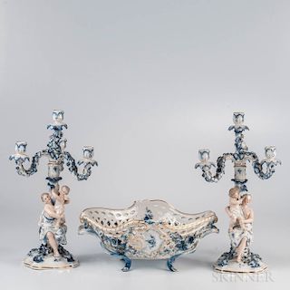 Assembled Three-piece German Porcelain Garniture