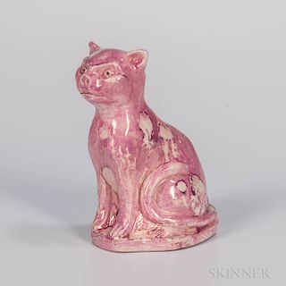 Pink Splash Lustre Model of a Cat