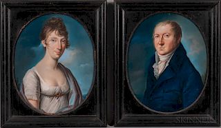 Continental School, Early 19th Century  Pair of Pendant Portraits of a Gentleman and a Lady