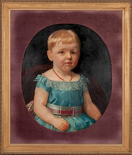 German School, 19th Century  Child in Blue with Coral Beads/Portrait of Lotte Klopsch at Age Three