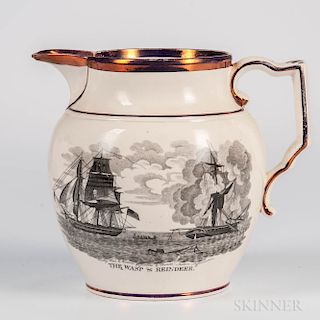 Pink Lustre Decorated Commemorative Anglo-American War Jug
