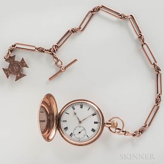 9kt Rose Gold Hunter-case Watch and Chain