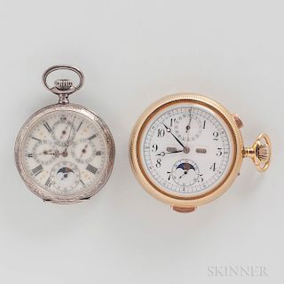 Quarter-hour Repeater Perpetual Calendar Open-face Chronograph Watch and a Sterling Silver Perpetual Calendar Watch