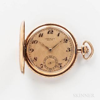 14kt Gold Union S.A. Soleure Hunter-case Watch