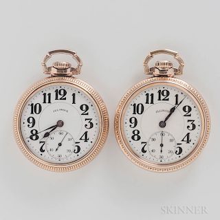 Two Illinois Watch Co. Sixty-hour "Bunn Special" Watches