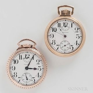 Two Open-face Waltham Watches with Up/Down Indicators