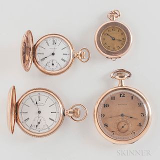 Four 14kt Gold Waltham Pocket Watches