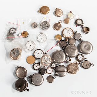 Collection of Coin Silver Watch Cases and Gold-filled Watches