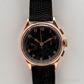 Black Dial "Chronograph Suisse" 18kt Gold Wristwatch