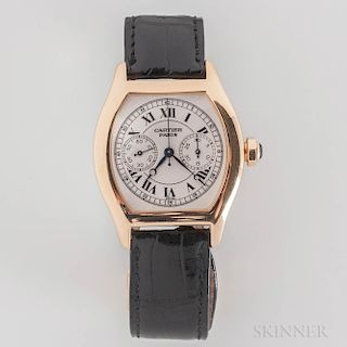 Cartier 18kt Gold Monopusher "Tortue" Chronograph Wristwatch