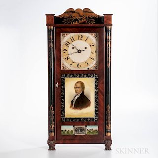 Silas Hoadley "Time is Money" Stenciled Shelf Clock