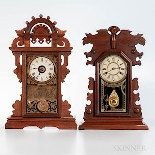 Two Walnut "City" Clocks
