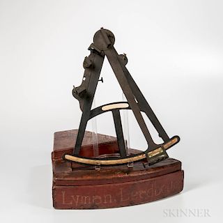 14-inch Ebony Octant with a Signed Lyman Leadbetter Red-painted Case