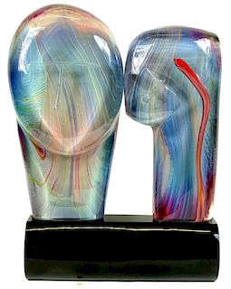 Dino Rosin (b. 1948), "Couple" Art Glass Sculpture