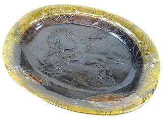(1) One Chinese Carved Tigers Eye Plate