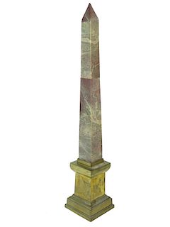 Rare Tall Swedish Veined Pink Marble Obelisk