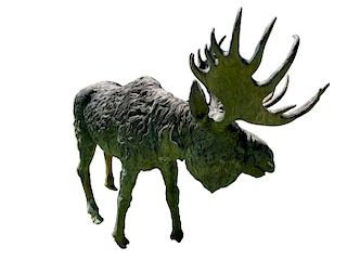 LIFESIZE Bronze Moose outdoor sculpture