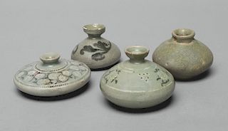 Sotheby's (4) Celadon oil Bottles Goryeo Dynasty