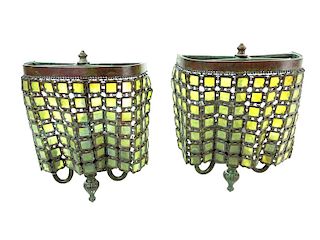 Attributed Tiffany Studios Bronze Wall Sconces