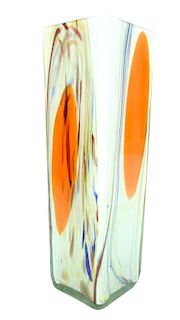 Modern, Artist Unknown Art Glass Flower Vase.