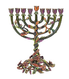 Jay Strongwater Menorah Jeweled Foral Design