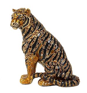 Jay Strongwater Bronze Tiger Sculpture