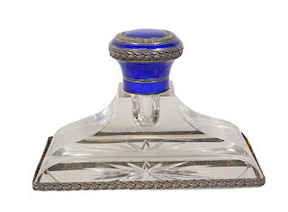 Russian Silver And Enamel G.B. Inkwell