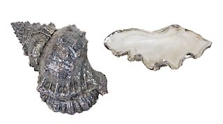 (2) Two Silver Plated Decorative Shells