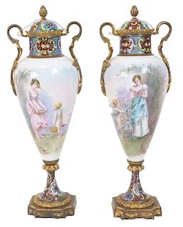 Porcelain and Gilt Bronze-Mounted Lidded Urn