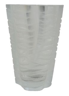 Lalique France Frost Crystal Cloud Design Vase