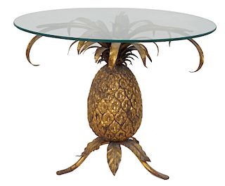 (1) One Single Metal Pineapple Side Table.