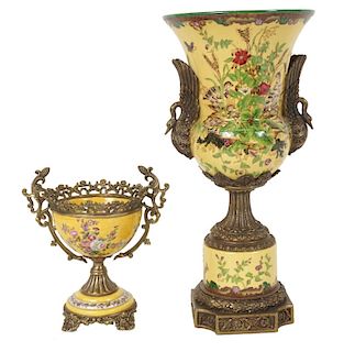 (2) Two French Style Porcelain Decorative Urns
