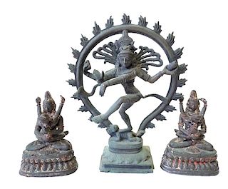 Set of (3) Budhhist Dieties Sculptures (2) Yab Yum