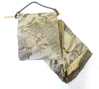 Japanese Silk Tapestry - Vintage - Cranes