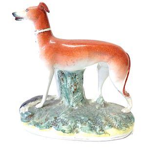 Early 20th C Staffordshire Greyhound Figure