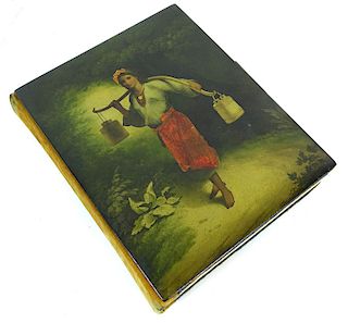 A Russian Lacquer Panel-Mounted Photo Album "The W