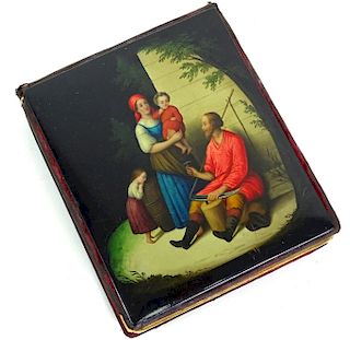 A Russian Lacquer Panel-Mounted Photo Album
