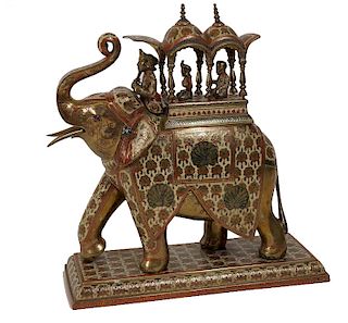 Middle Eastern Brass Indian Elephant Enameled