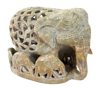 Middle Eastern Indian Carved Hardstone elephant