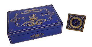 French Lacquered Box w Gilt Decorations Circa 1870
