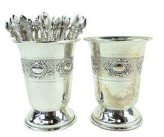 Haddad Sterling Silver Cups w Hors d'oeuvre Picks