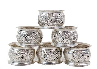(6) Six Sterling Silver Napkin Rings